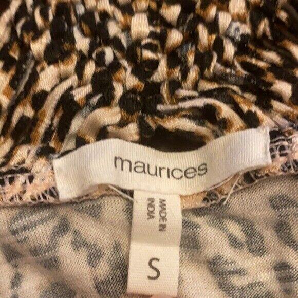 Maurices Tank Top Shirt Womens Small Brown animal print Round Neck Cross Back - Picture 10 of 11